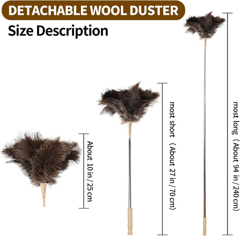 FeelfunFeather Extendable Cleaning Duster 94 Inch - Long Telescoping Ostrich Feather Dusters with Stainless Steel Extension Pole for High Ceiling Fan, High Ceilings,Roof Dusting - Image 2